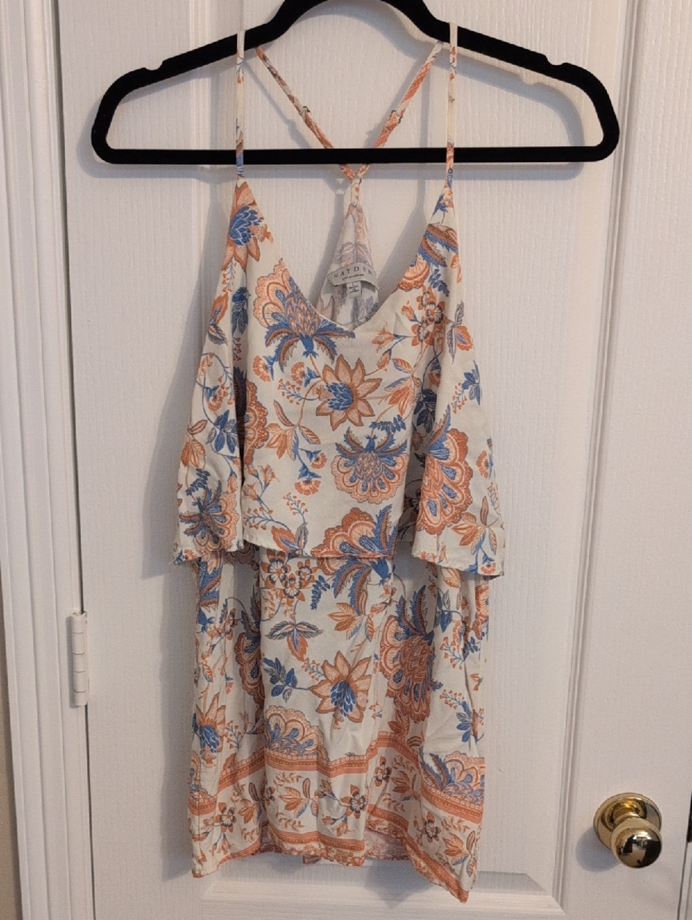 NWOT Hayden Floral Mini Dress | Cream Blue Tan | Size L